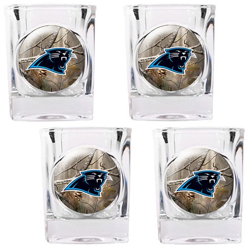 NFL Carolina Panthers Open Field Four Piece Square Shot Glass Set