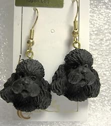 Poodle Black - Black Poodle Dog Figurine Jewelry Earrings