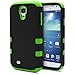 Galaxy S4 Case, MagicMobile® Hybrid Impact Shockproof Protective Case for Samsung Galaxy S4 Cover Hard Armor Shell and Soft Silicone Skin Layer [ Black -Green ] with Screen Protector and Stylus