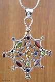 Garnet and amethyst necklace, 'Snowflake'