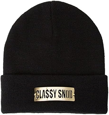 Snob Classy Snob Metal Beanie Black Hat Hip Hop K-pop Urban Street Fashion