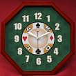 13x13 Octagon Casino Wall Clock Cherry