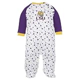 LSU Tigers Newborn White-Purple Raglan Sleeve Footed Sleeper