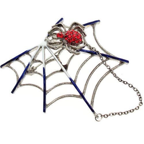Acosta Jewellery - Red Swarovski Crystal - Purple Spider Web Brooch