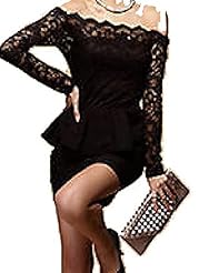 Lace Peplum Off the Shoulder Cocktail Above the Knee Mini Dress 
