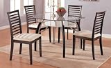 Round Wood Glass Top Five Piece Dining Set