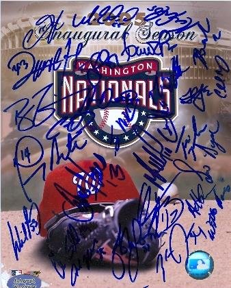Washington Nationals logo 8x10 photo signed by Ryan Zimmerman, Elijah Dukes, Cristian Guzman, John Lannan, Jesus Flores, & more