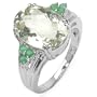 5.45 Carat Genuine Green Amethyst Ovals & Emerald Rounds Sterling Silver Ring