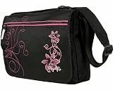 Daniel Ray // HIBISKUS FLOWER // Messenger Bag Laptoptasche Notebook Tasche - SCHWARZ PINK