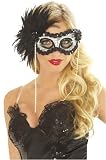 Onyx Pearl Feather Mask Halloween Costume Accessory