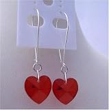 51cMXIcKHrL. SL160  Siam Red Heart Crystals Swarovski Siam Red Heart 14mm Sterling Silver Hoop 92.5 Chandelier Earrings Genuine Crystals & Sterling Silver