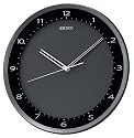 Seiko Wall Clock Quiet Sweep Second Hand Clock Black Metallic Case #QXA393JLH