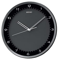 Seiko Wall Clock Quiet Sweep Second Hand Clock Black Metallic Case