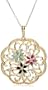 18k Yellow Gold Plated Sterling Silver Multi-Gemstone Flower Pendant, 18"