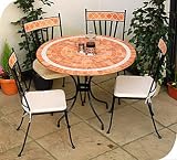 100cm Mosaic Terracotta Round Table with 4 Co-ordinating Chairs