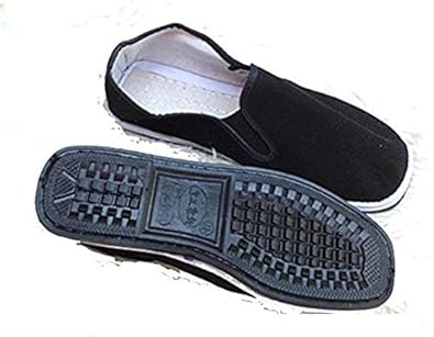 【クリックで詳細表示】RR.HRD 薄型 カンフー 靴 ブラック 無地 男 女 兼用 太極拳 シューズ コットン 少林寺 拳法 空手 にも 松緊口 タイプ ( 43 - 26.5cm )： シューズ＆バッグ