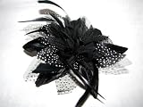 Black Chiffon flower & feather Fascinator Perfect for Wedding Races or Special Event