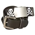 Boy's Fabric/Leather Belt Set with Skulls - Black