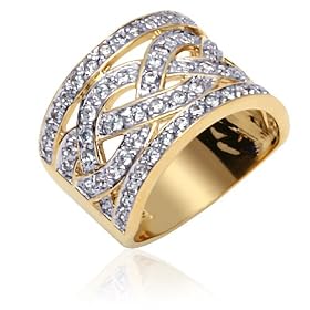 The Perfect Union: Gold Vermeil Weave Design Engagement Ring with CZ Diamond