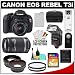 Canon EOS Rebel T3i Digital SLR Camera Body & EF-S 18-55mm IS II Lens with 55-250mm IS Lens + 16GB Card + .45x Wide Angle & 2x Telephoto Lenses + Flash + Case + Battery + Remote + (2) Filters + Accessory Kit