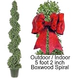 Artificial Outdoor Indoor Potted 5 foot 2 inch Boxwood Spiral Topiary Tree packed in peanuts