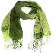New Sheer Thin Spring Floral Long Scarf Shawl 74x24 Olive