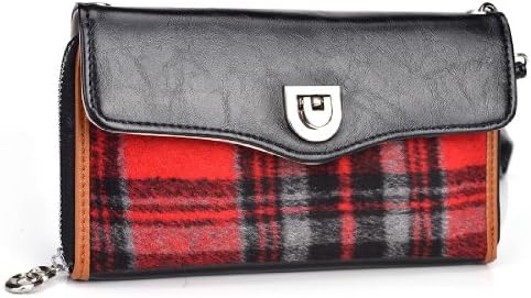 |PHILIPS| W6610, E160, E310, S309, Xenium W6610 Case W/ Card Slots | Universal Wristlet Wallet Clutch - BLACK &amp; RED