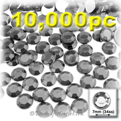 10,000pc flatback Rhinestones Round 7mm - 34ss Charcoal Gray