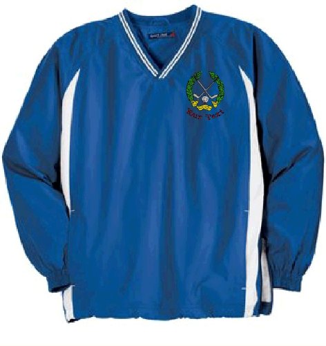 Personalized custom embroidered golf crest design on windshirt