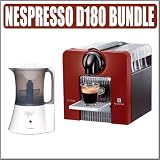 Nespresso D180R LE Cube Espresso and Coffeemaker Bundle With Milk Frother