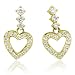 14k Yellow Gold 3 Stone Journey Heart Drop Diamond Earrings (GH, SI-I, 0.36 carat)