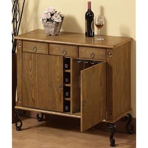 Statesman Wine Storage Cabinet, 36W, ANTIQUE OAK by Home Decorators Collection