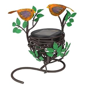 Robin Love Birds Nesting Solar Light. Romantic Solar Table Top Light Decoration.