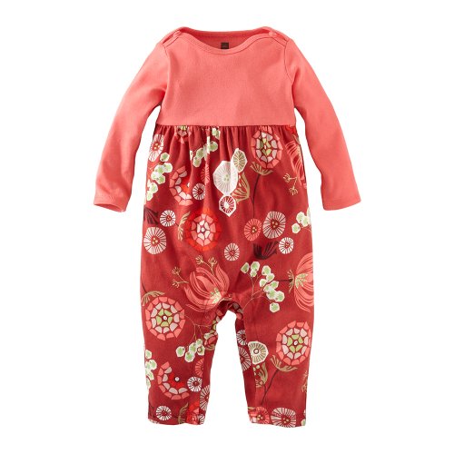 Tea Collection Baby-Girls Infant Nordic Blooms Romper, Red, X-Small