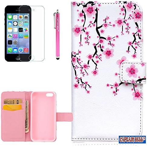 Captain Bell,iPhone 5C Case,5C Case,iPhone 5C Wallet Case,Pu Leather Flip Case Cover Case for iPhone 5C Flower