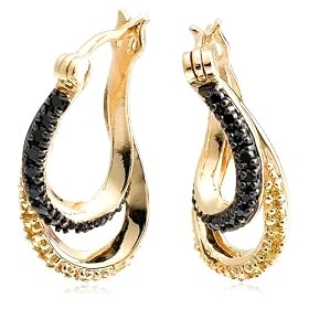 Yellow Gold Overlay Sterling Silver Cubic Zirconia Earrings