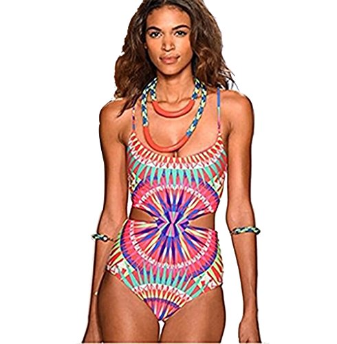 Flymall Paisley Print Cut Out One-piece Bikini Monokini