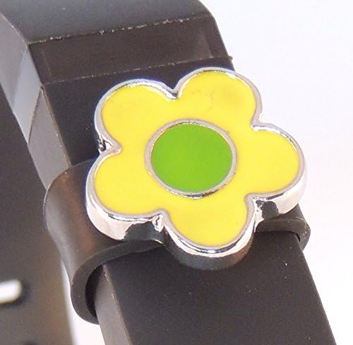 Fitness Tracker Charm "Flower Power" Yellow and Green for Fit Bit, Jawbone, Up24 and other activity trackers with keepsake tin