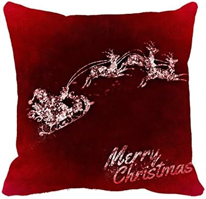 Snowflake Reindeer Reversible Christmas Throw Pillowcase Cushion Covers 18x18 Inches Two Sides
