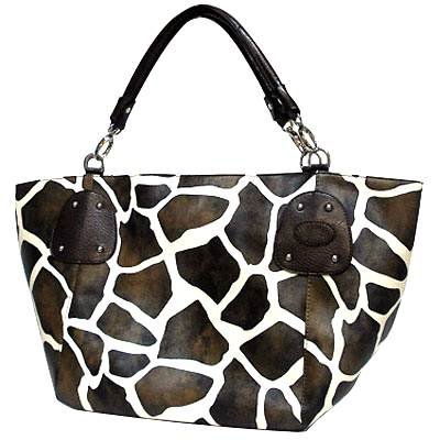 Brown Giraffe Designer Inspired Animal Print Handbag Purse Bag under The Apparel Store
