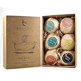 Bath Bomb Gift Set - 6 Pack of Large Organic Bath Fizzies from Beauty by Earth - Lush, Luxury and Fizzy Healing Bath Bombs with Essential Oils, Shea Butter, Cocoa Butter and Epsom Salts - Best Relaxing and Moisturizing Soak and Perfect Gift Idea - Made in the USA