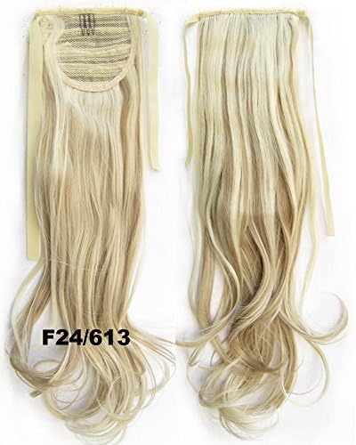 22inch 80g Clip In Pony Tail Hair Extension Wrap Around Ponytail Hair Extension Piece Light Brown color F24/613