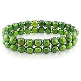 6-7 mm FW Pistachio Pearl Elastic Bracelet, 7"