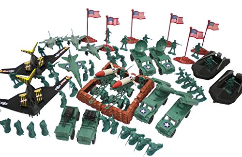 100 pieces army military soldiers set with missiles trucks jeeps …