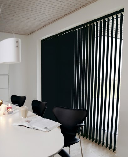  Lamellenvorhang / Vertikalanlage ~ Farbe: schwarz ~ Größe (BxH): 100x250 cm ~ Vertikaljalousie ~ Lamellenbreite: 89mm