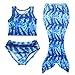 Owone Box Girls 3 Pcs Swimmable Mermaid Tail Bikini Bathing Swimsuit Swimwear