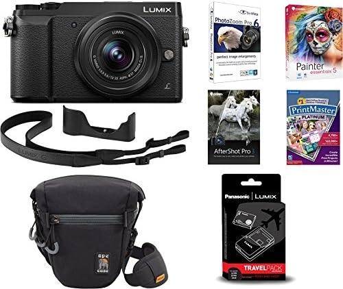 Panasonic LUMIX GX85 4K Mirrorless,12-32mm Lens, GX85 Leather Half Case Bundle, Extra Panasonic Battery/Charger Travel Pack + Ape Case Compact Holster Case