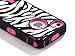 Armored Core™ Zebra Defender Case for IPhone 4/4S White/Black with Hot Pink Shell