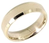 14K Yellow Gold Sand Finished Design Comfort Fit Wedding Band Ring