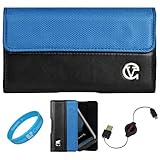 Blue & Black Portola Leather Holster Carrying Case with Fixed Belt-Clip and ....